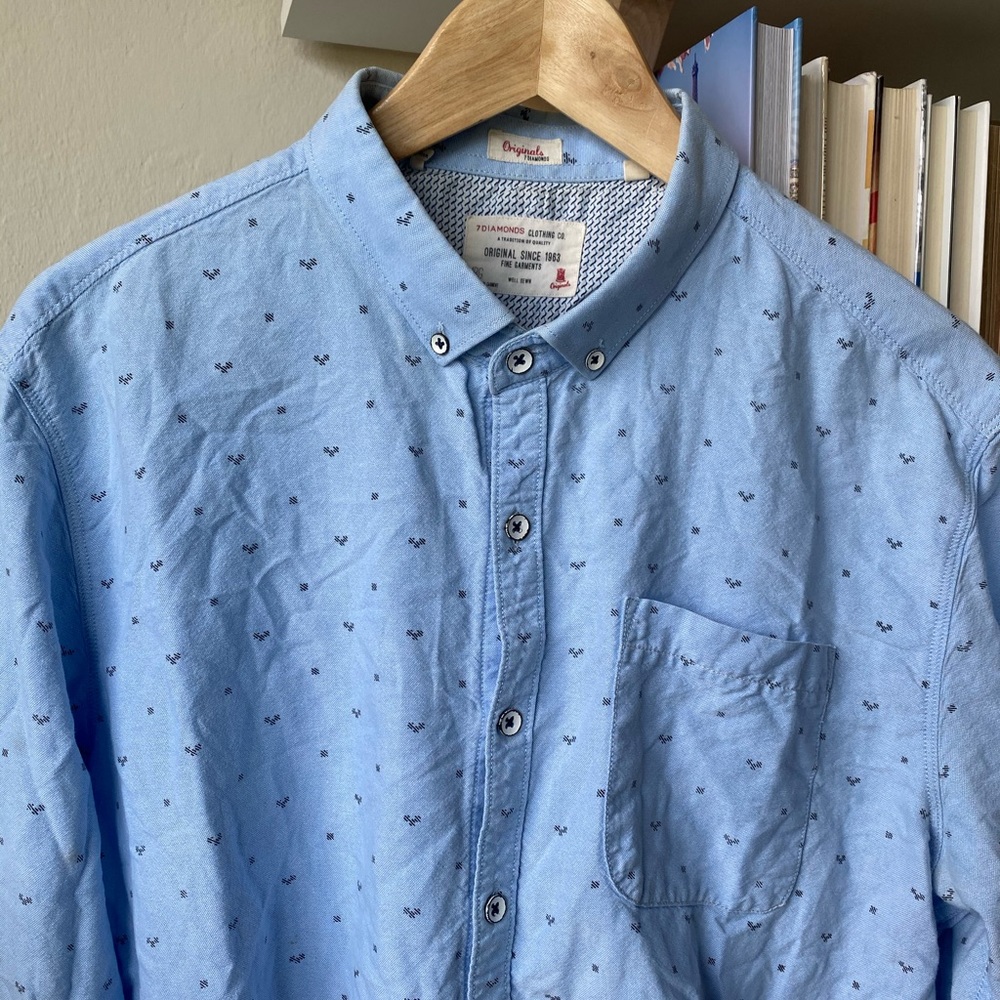 7 Diamonds Blue Casual Shirt, size XL